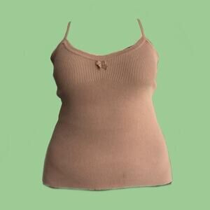 Brown Cami tank y2k bow detail